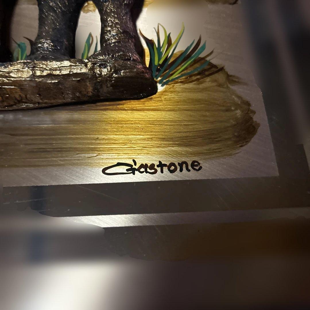 銅版レリーフ　象の風景