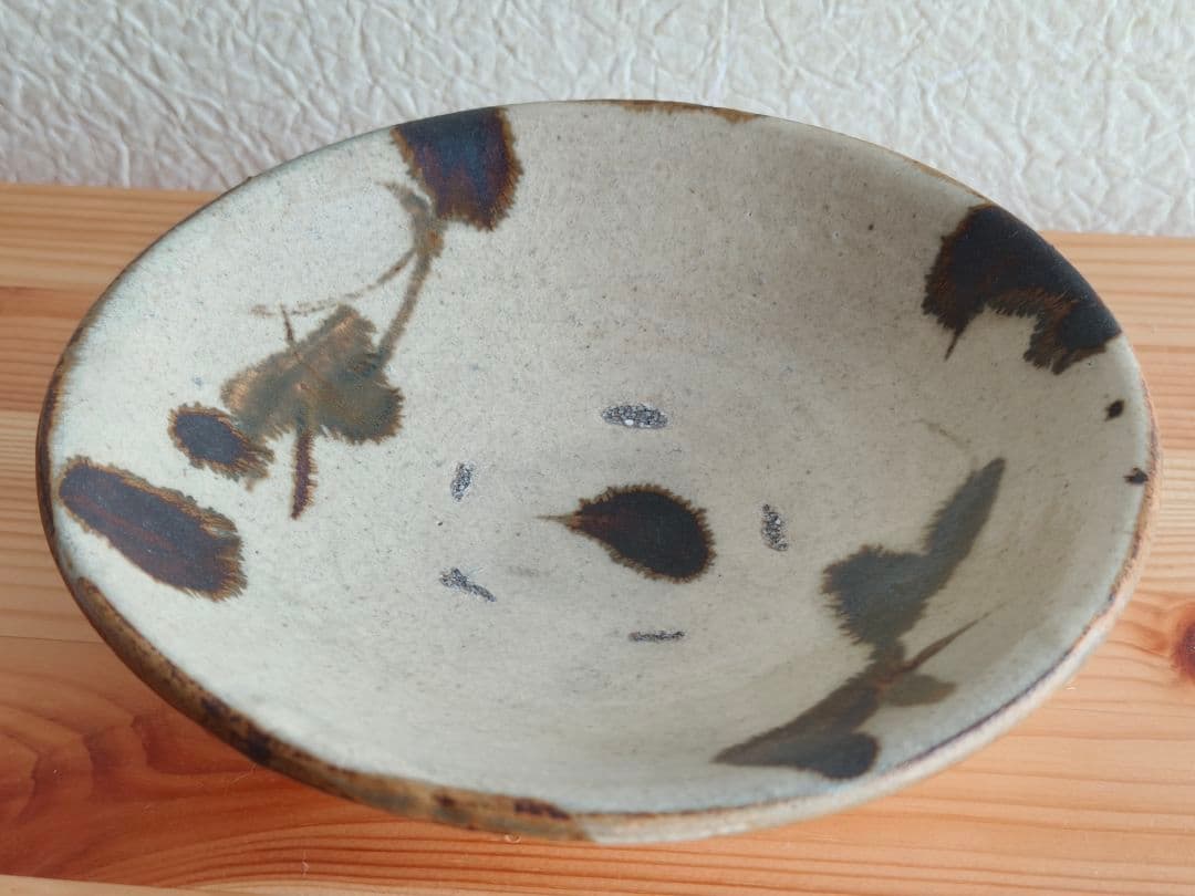 鈴木照雄 栗駒陣ヶ森窯 鉄絵五寸皿　民藝
