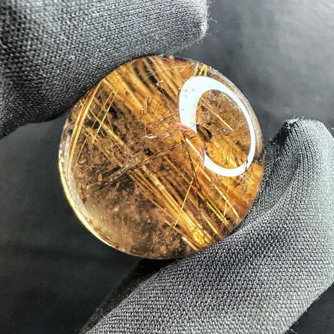 別格高級品❗️キラキラ☆スモーキーチルクォーツ丸玉ゴールドルチルクォーツA1116