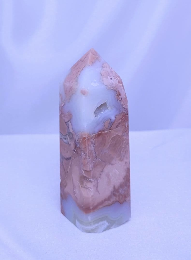 ピンク めのう　ひし形　タワー （四角柱）　お買い得 四点 セット　アゲート