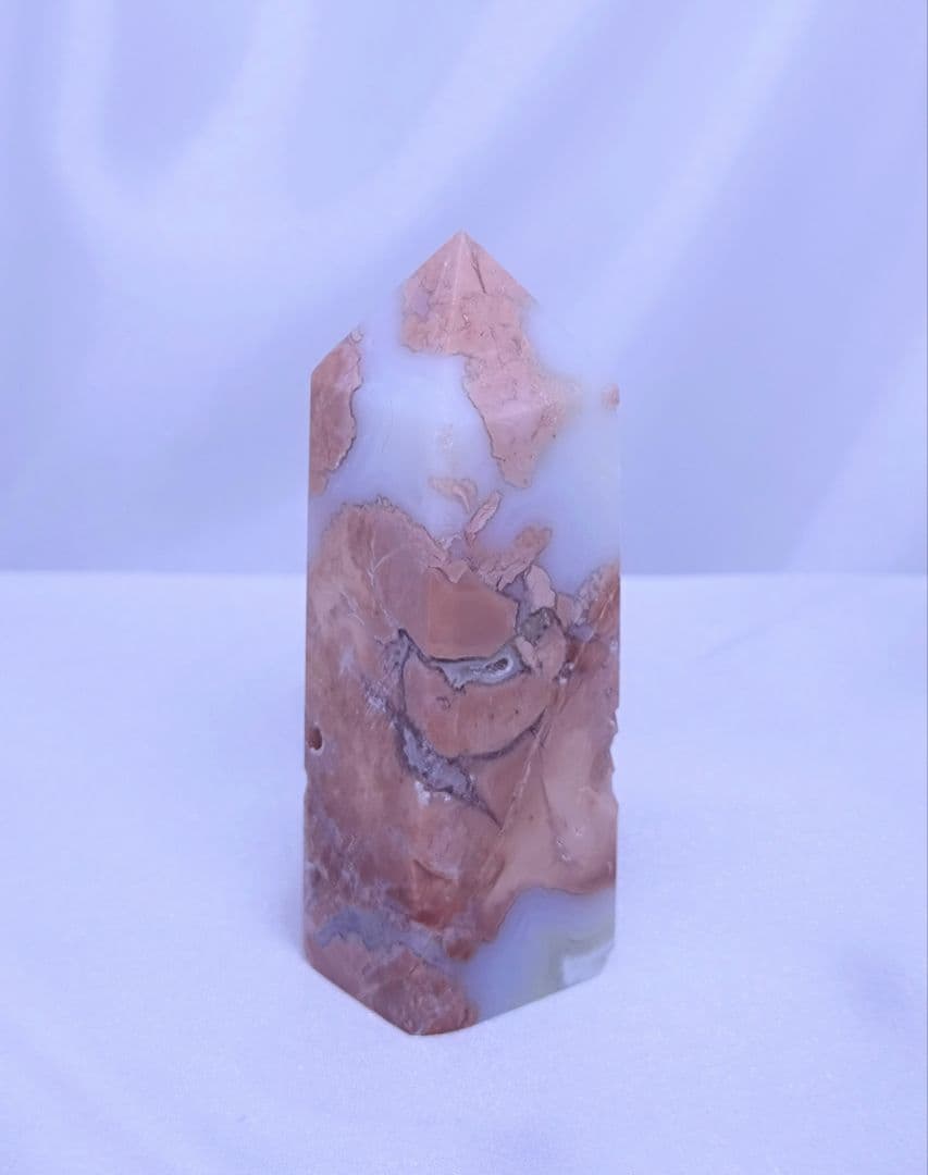 ピンク めのう　ひし形　タワー （四角柱）　お買い得 四点 セット　アゲート