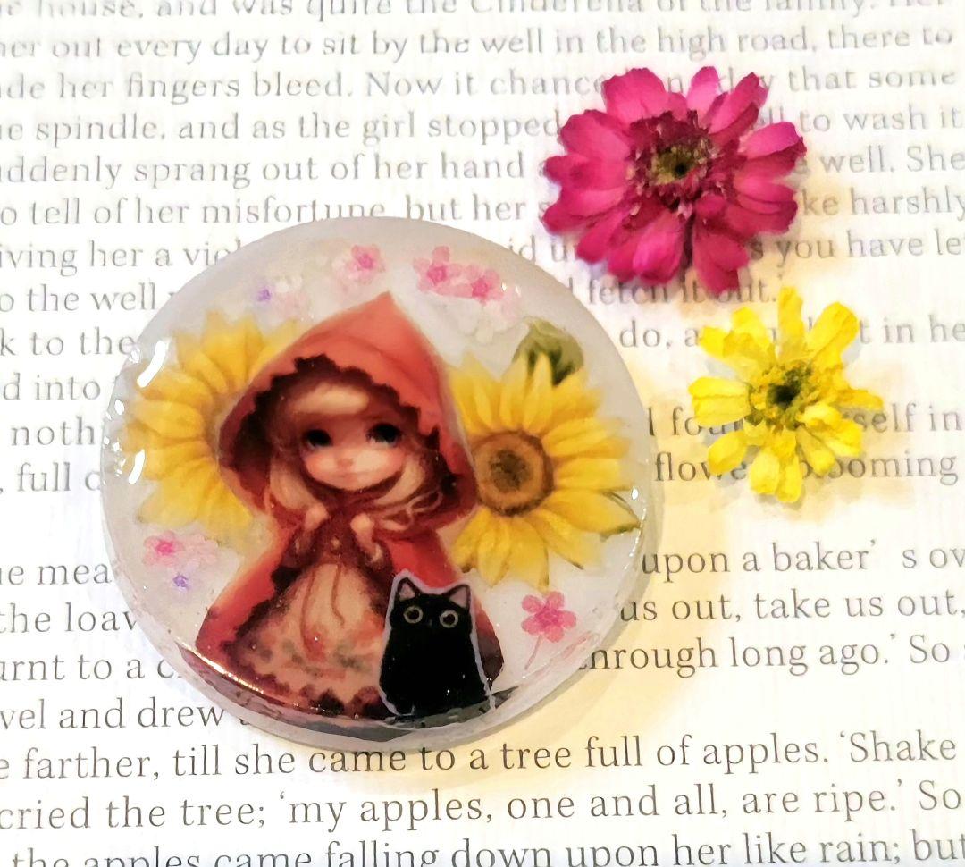 NO.14❤少女と猫❤ハンドメイド❤レジンヘアゴム❤ブローチ❤ポニーフック