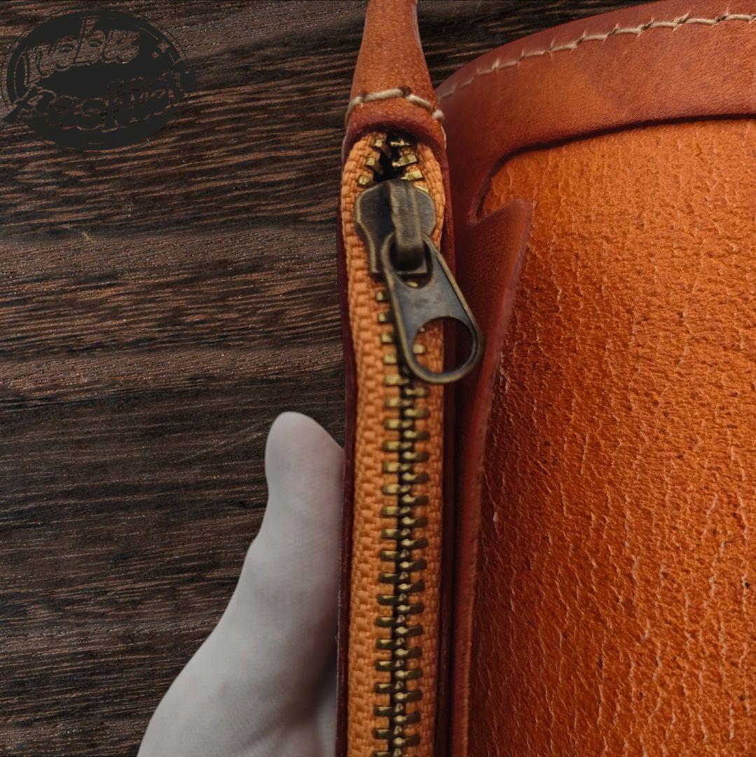 ロングウォレット 本革　革財布　ハンドメイド　ブラウン