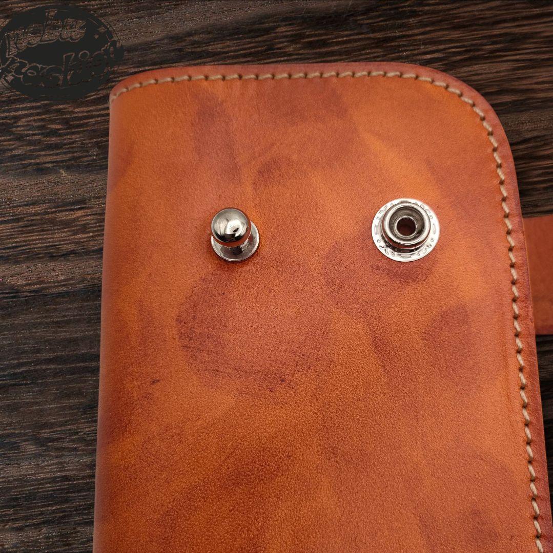 ロングウォレット 本革　革財布　ハンドメイド　ブラウン