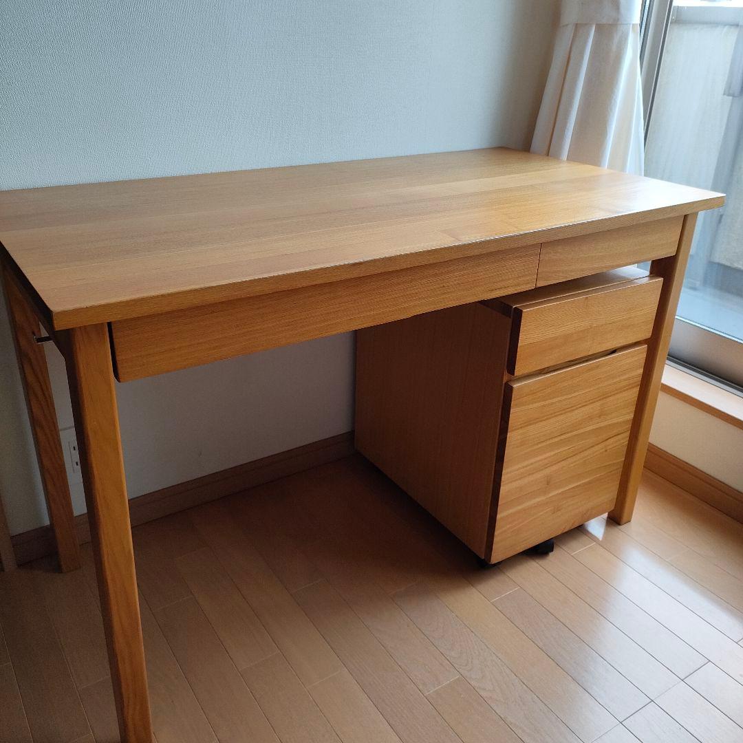 ●引取専用●無印良品タモ材デスク•引出付（タモ材）