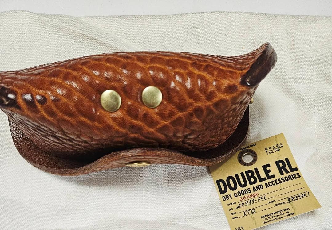 【新品未使用】RRL ブラウン レザー メガネケースCAMEL