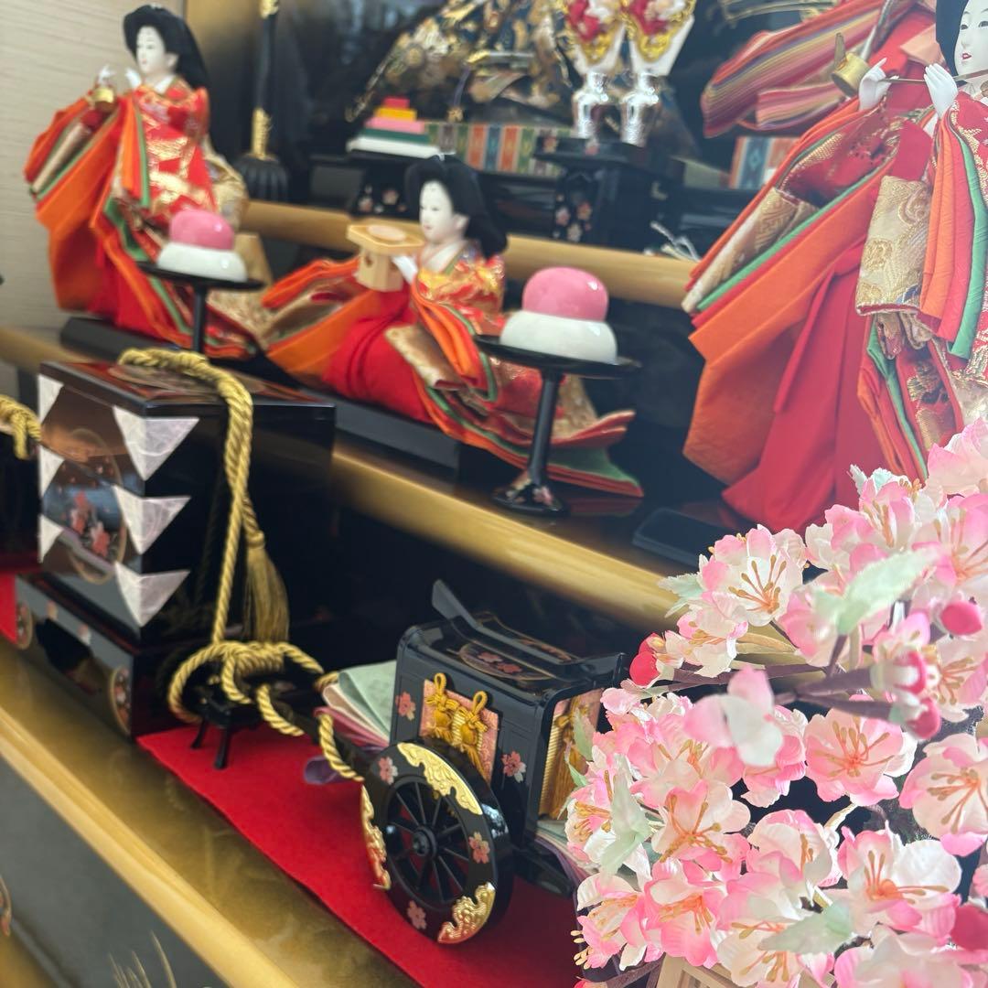 雛人形3段飾り 雛人形セット 大型 赤金 ひな祭り ひな飾り