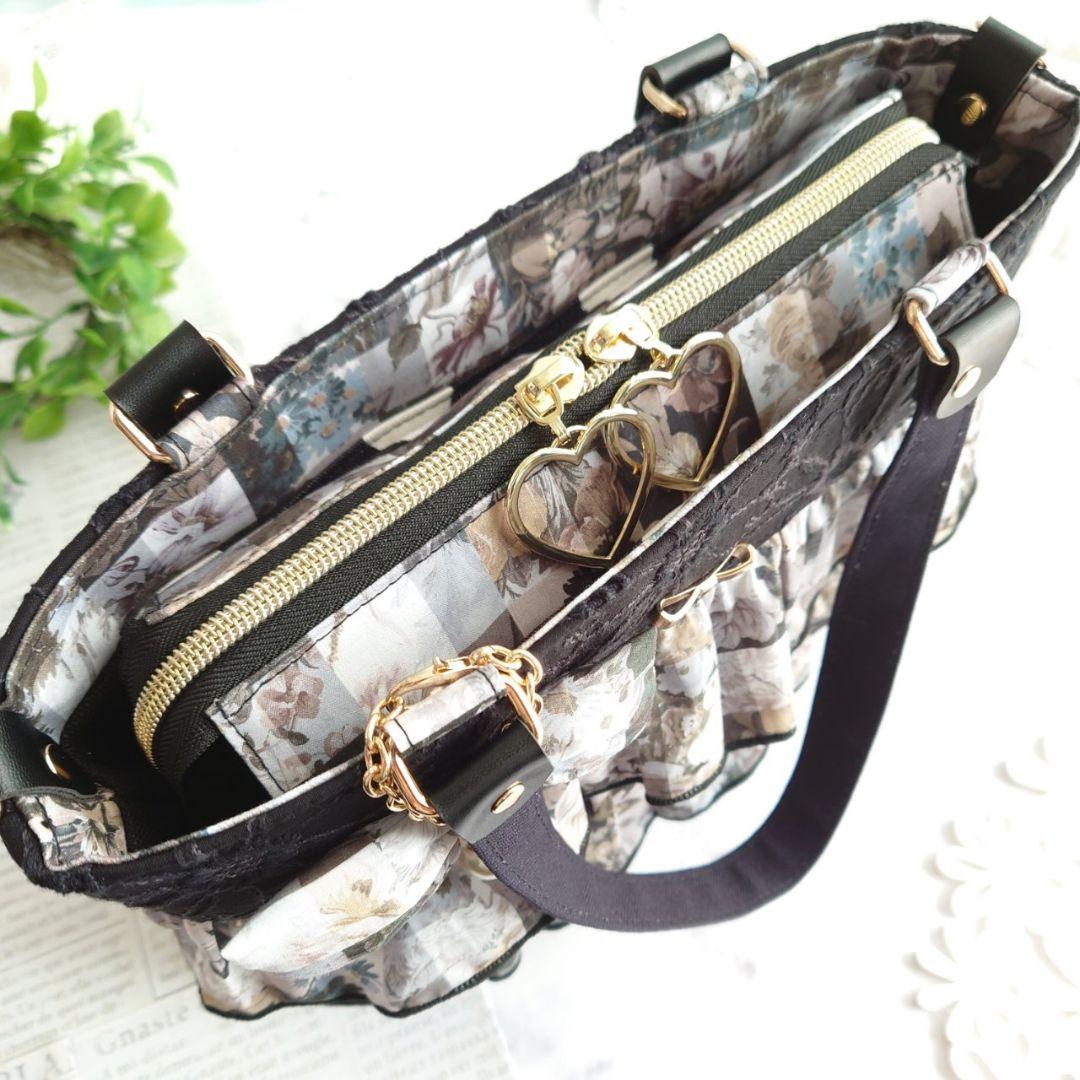 アーカイブギンガム×マーガレット刺繍✩.*˚あおりポケットバッグ