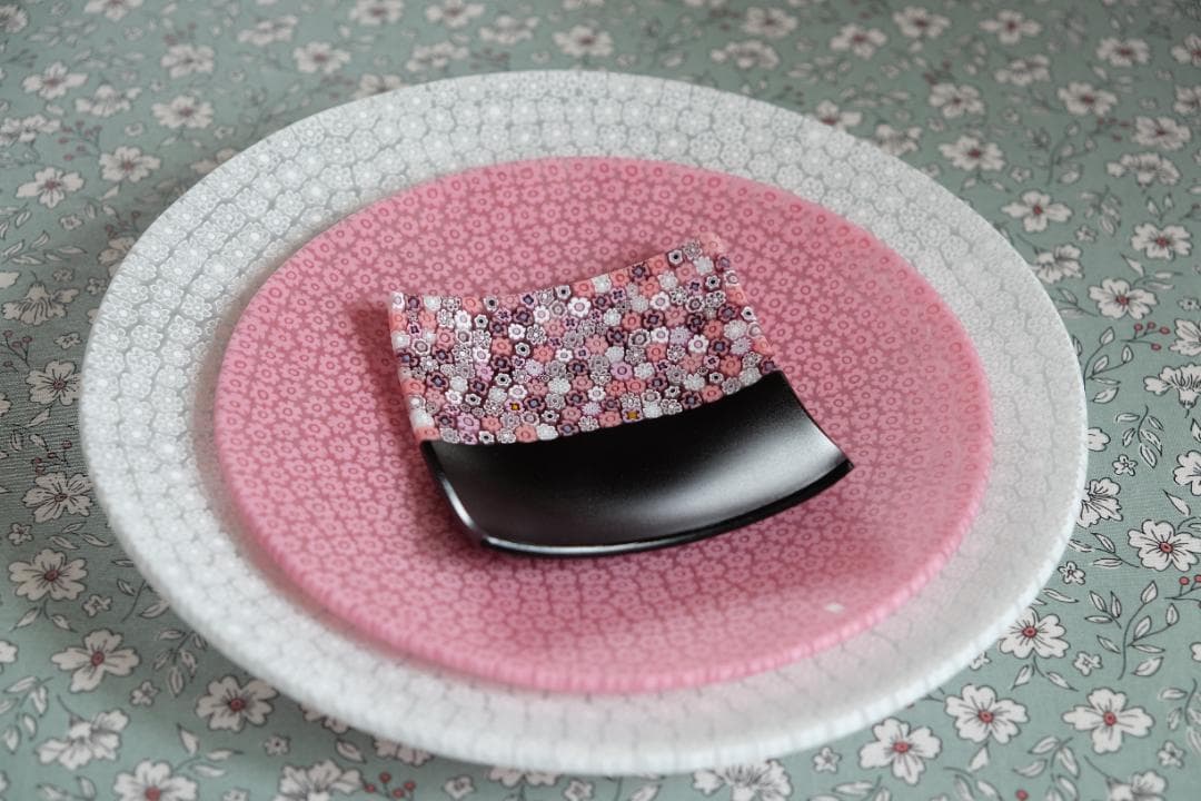 ミルフィオリ プレート 小皿 ベネチアングラス 検/ガラス 江波冨士子 田子美紀