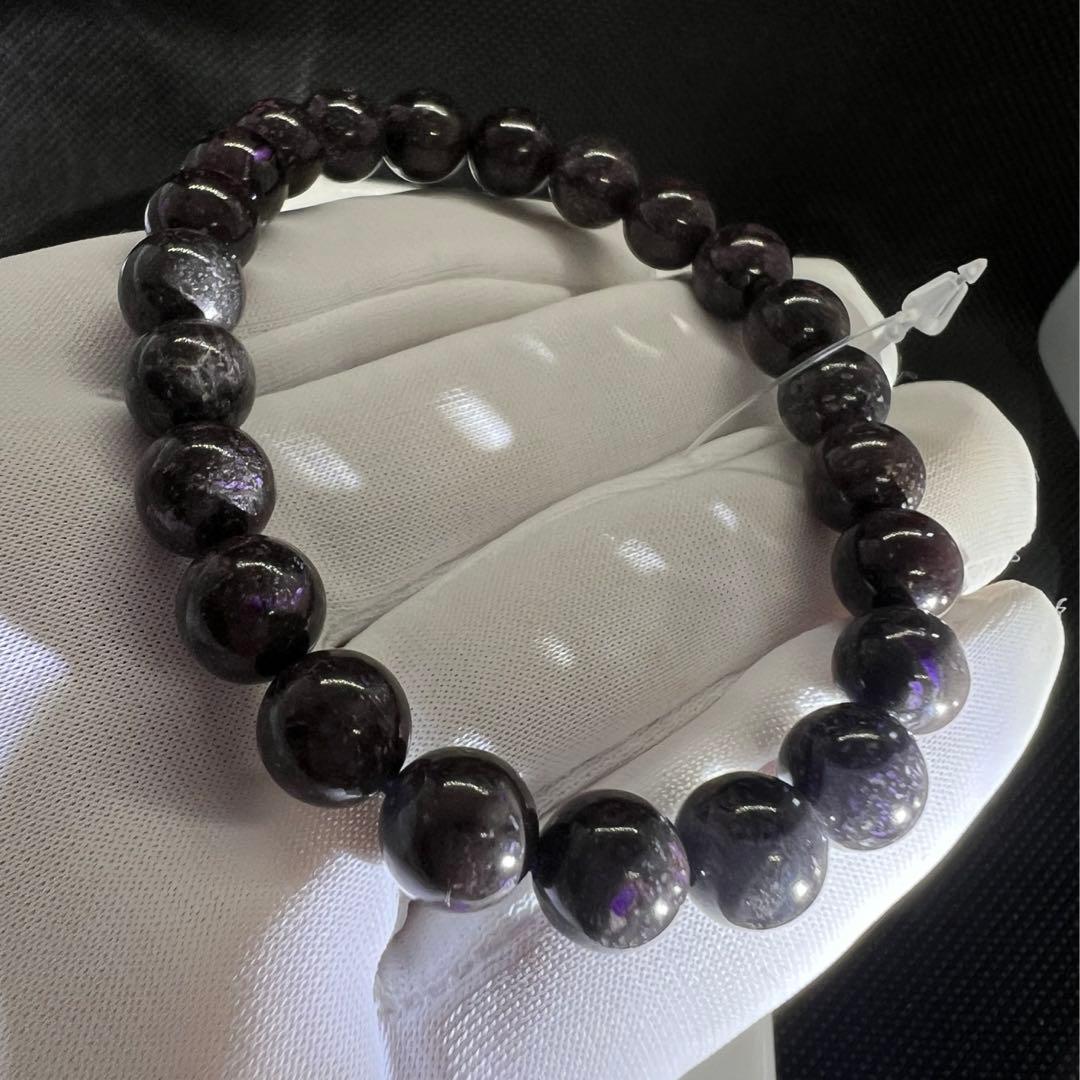 天然舒俱来(スギライト)南アフリカ産紫黒地グレーのパワーストーンブレスレット