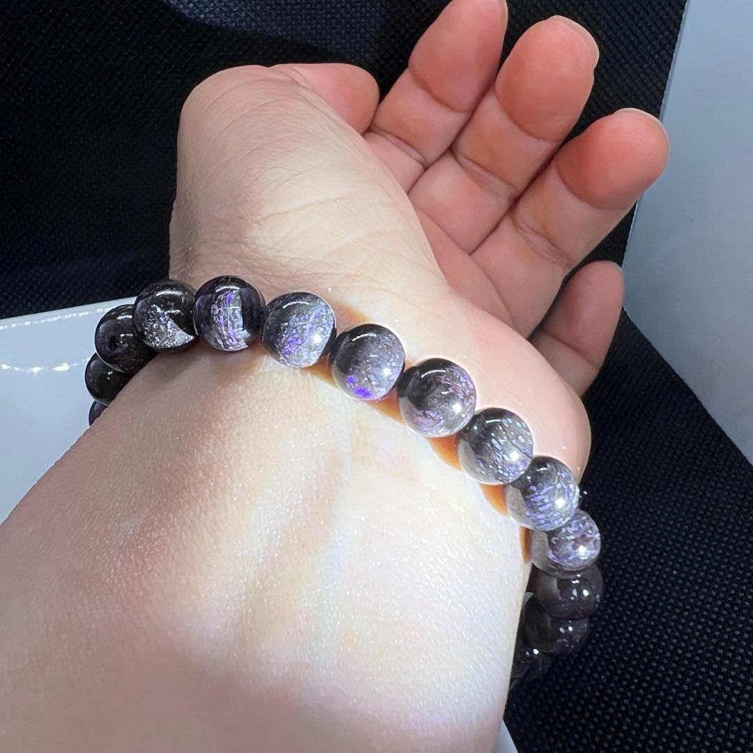 天然舒俱来(スギライト)南アフリカ産紫黒地グレーのパワーストーンブレスレット