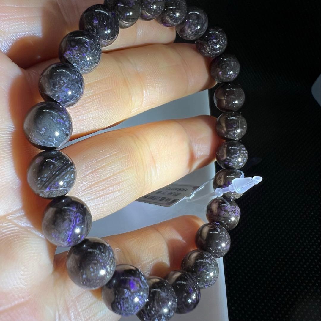 天然舒俱来(スギライト)南アフリカ産紫黒地グレーのパワーストーンブレスレット