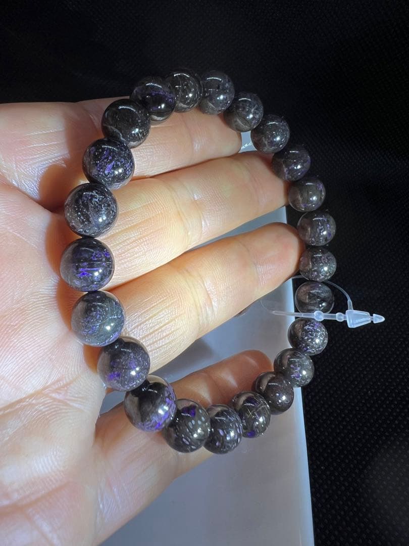 天然舒俱来(スギライト)南アフリカ産紫黒地グレーのパワーストーンブレスレット