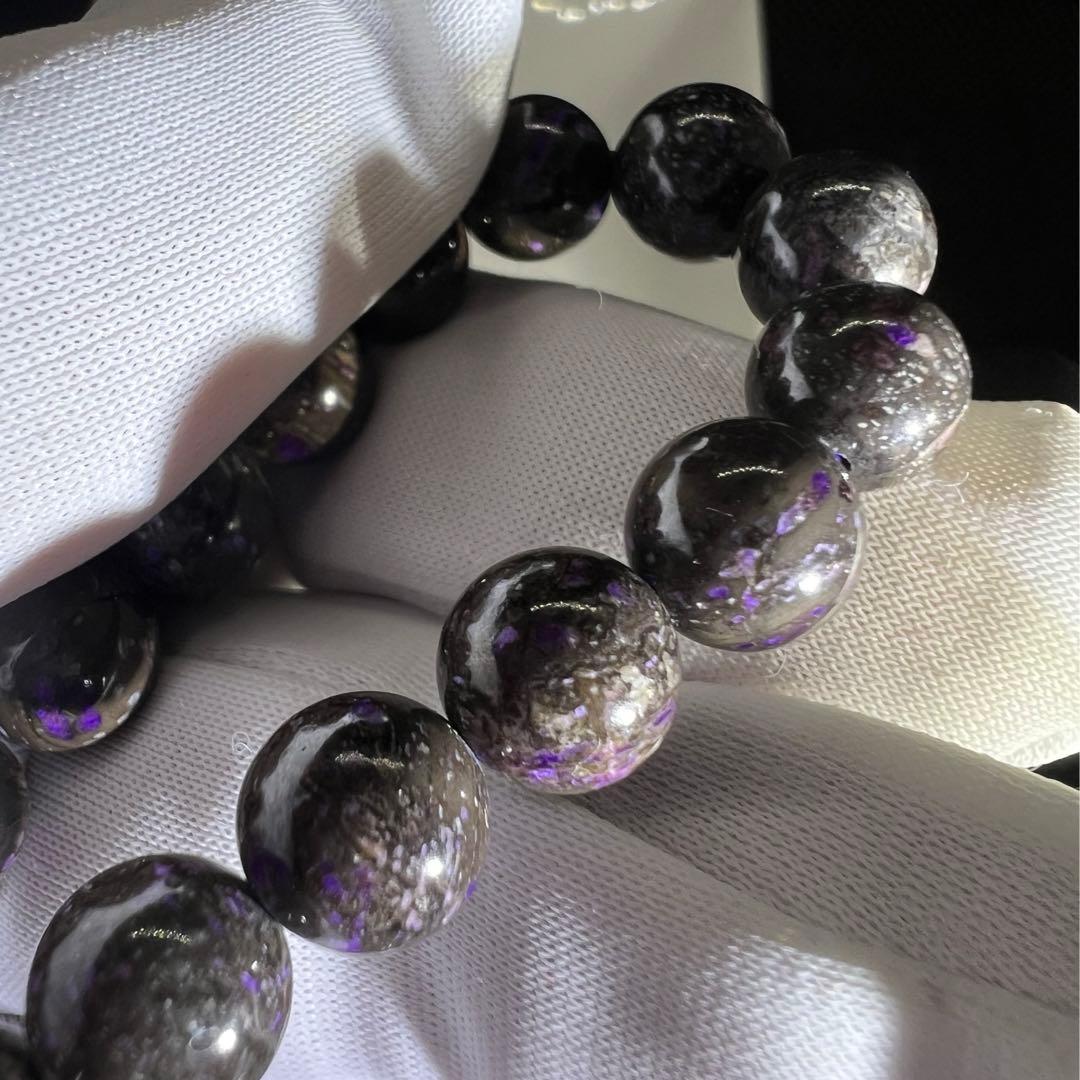 天然舒俱来(スギライト)南アフリカ産紫黒地グレーのパワーストーンブレスレット