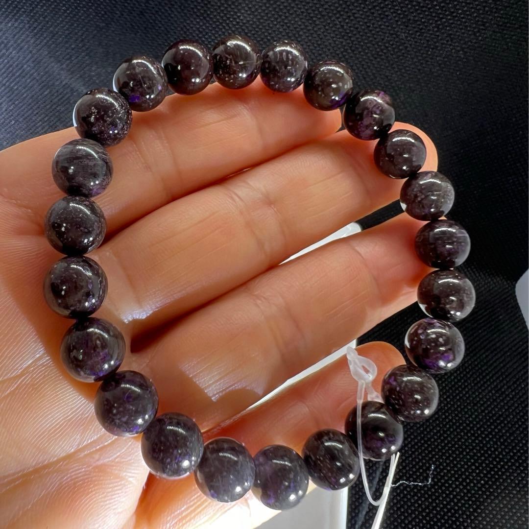 天然舒俱来(スギライト)南アフリカ産紫黒地グレーのパワーストーンブレスレット