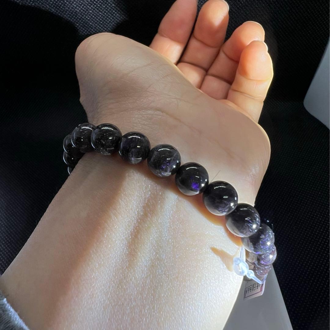 天然舒俱来(スギライト)南アフリカ産紫黒地グレーのパワーストーンブレスレット