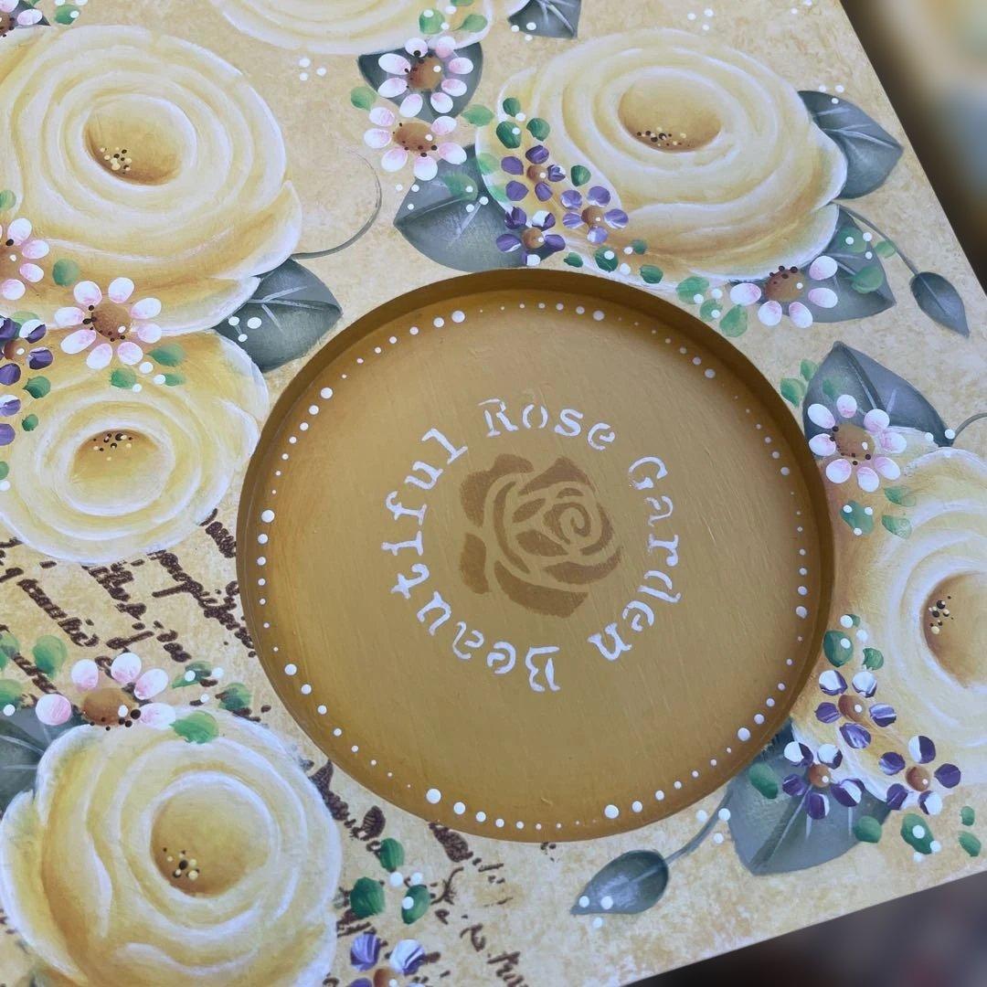 コースタートレイ。テッシュボックスカバー。 トールペイント。薔薇。