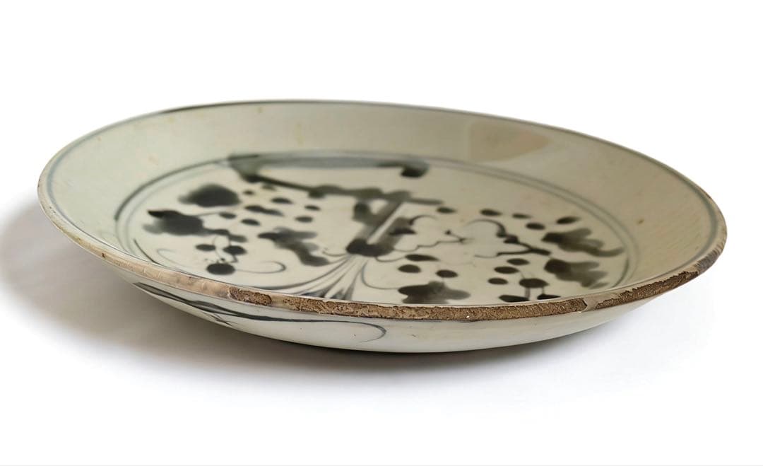 染付　明時代　空白期　民窯　皿　虫食い　時代物　中国美術　民家蔵出し