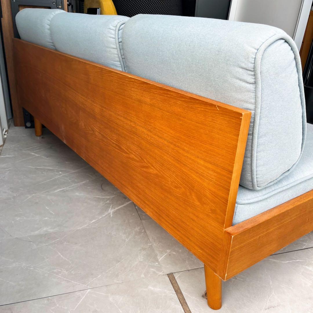 取付無料！ウニコ アルベロ 北欧風水色ファブリック3人掛けソファ✨