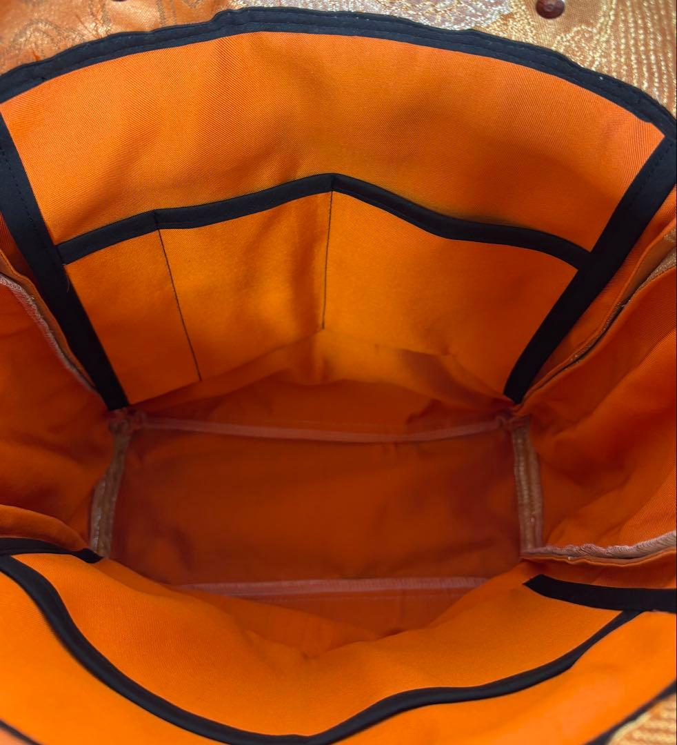 帯バッグリメイク　794番　本革持ち手　たっぷり縦長トート