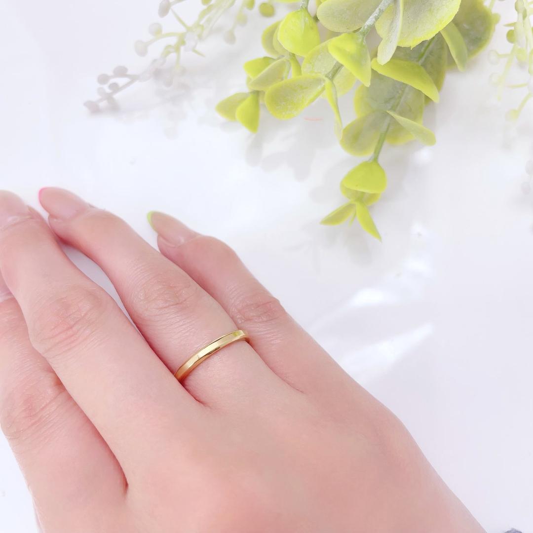 二人の手元に馴染む ペアリング ＊華奢 刻印 指輪 ステンレス〈2本価格〉