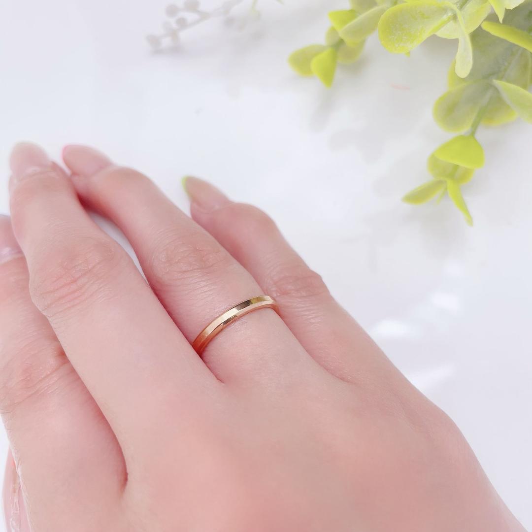 二人の手元に馴染む ペアリング ＊華奢 刻印 指輪 ステンレス〈2本価格〉