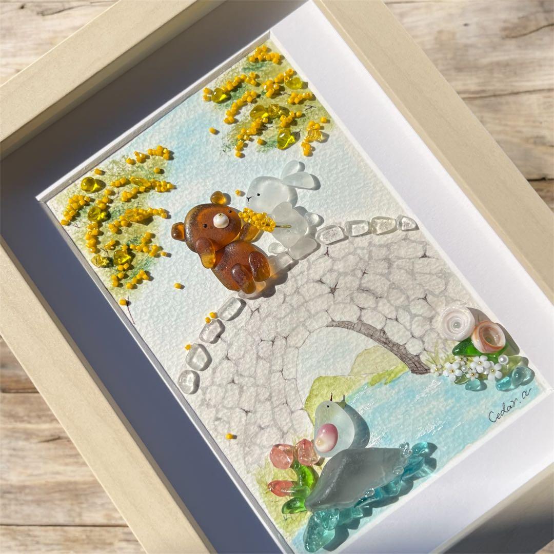 No.88 【ミモザの橋】シーグラスアート CedarAmber