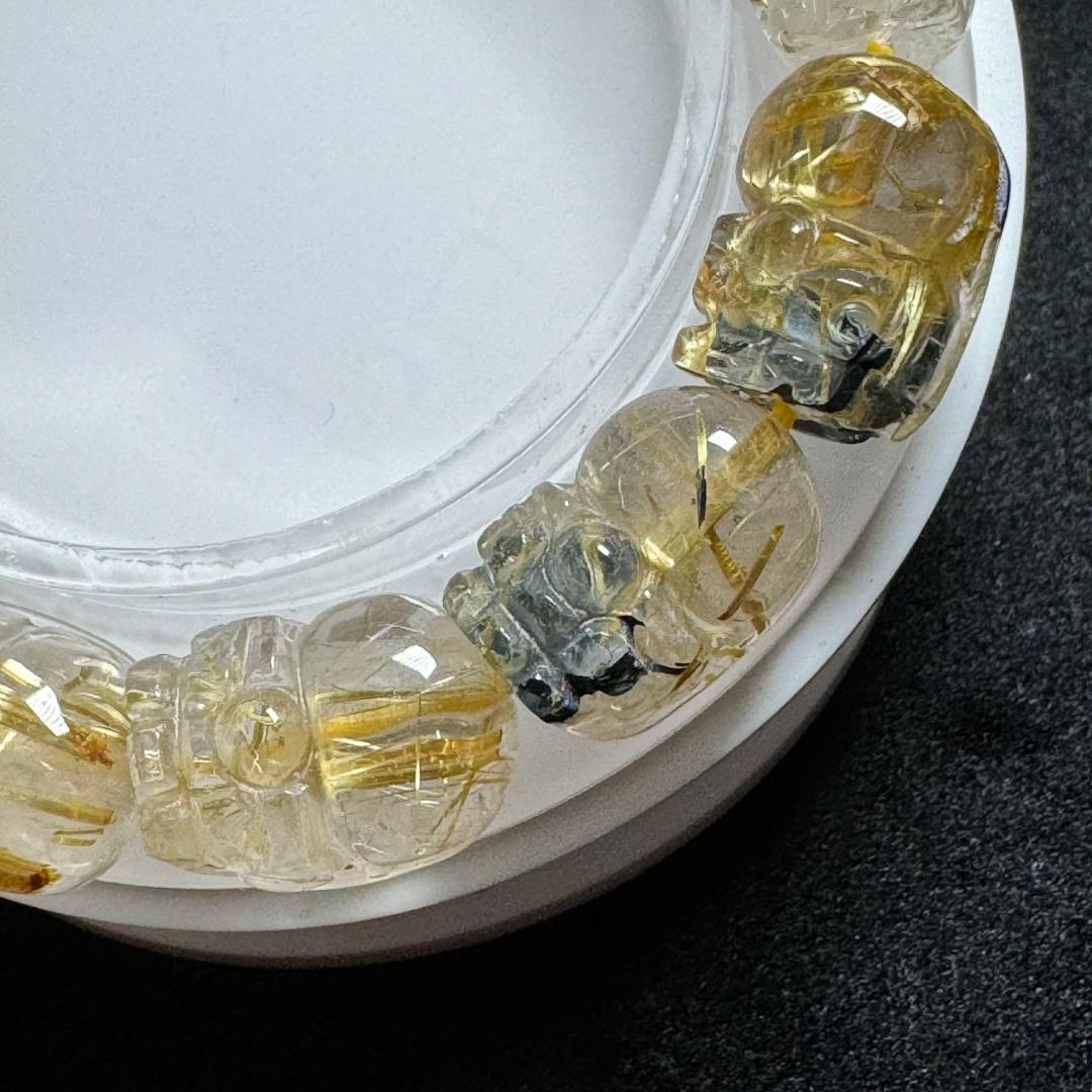 縁起物！金運のルチル◇ゴールドルチルクォーツ◇貔貅（ヒキュウ）ブレスレット