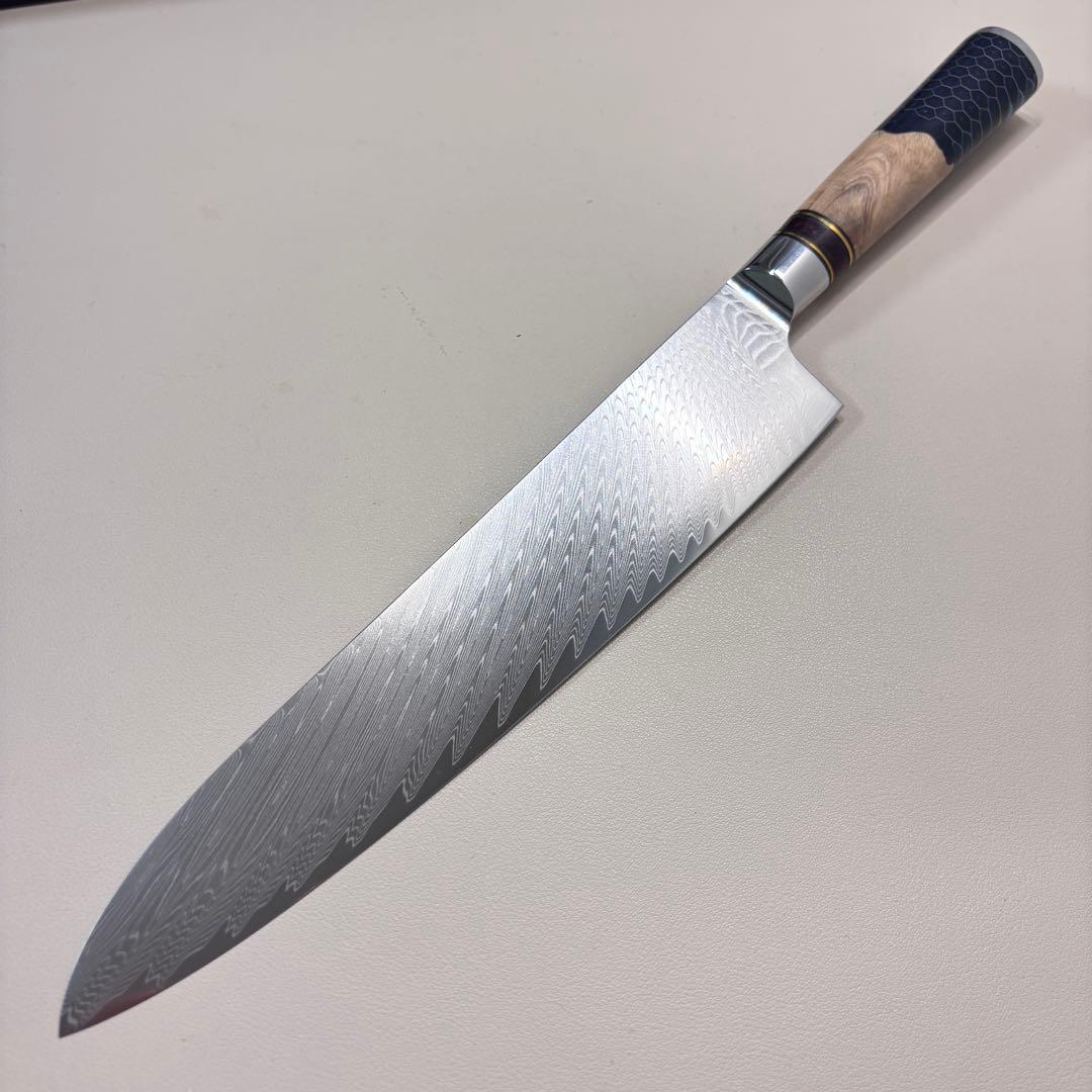 「新品」240mm ダマスカスシェフナイフ ダマスカス牛刀　切れ味抜群。