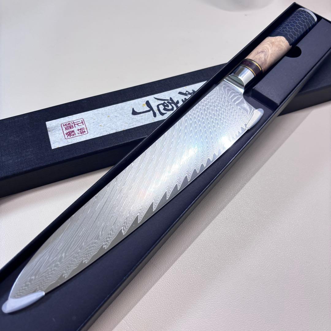 「新品」240mm ダマスカスシェフナイフ ダマスカス牛刀　切れ味抜群。