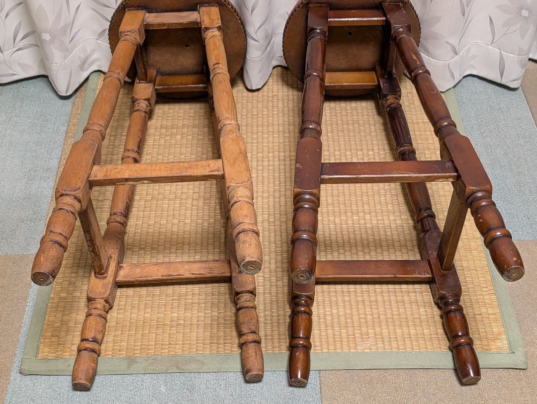 木製　スツール　カウンター チェア　2脚　イタリア風