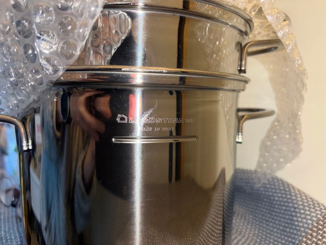 エレッセ　イタリア製　ステンレス　パスタポット　ストレーナー付き