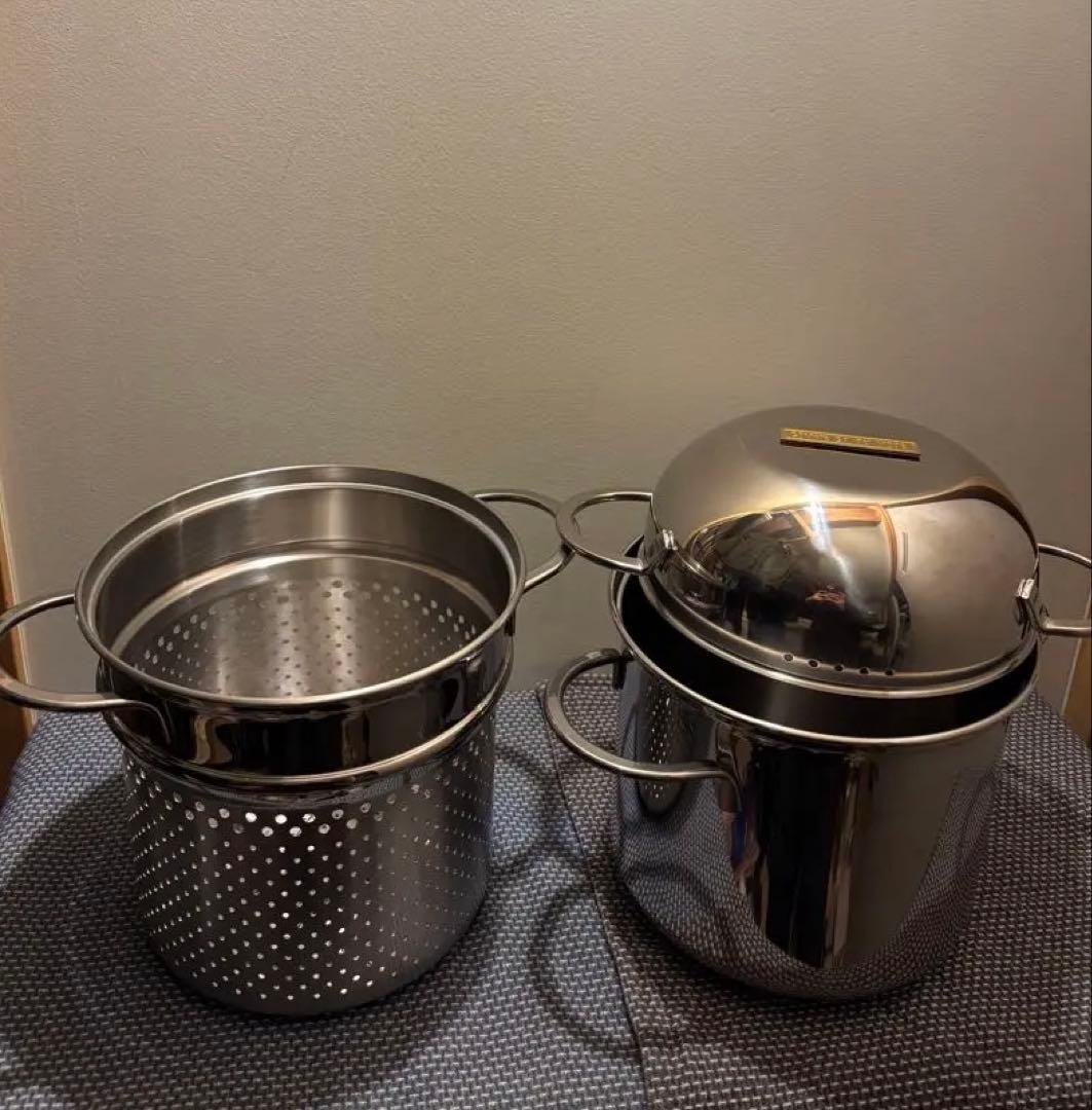 エレッセ　イタリア製　ステンレス　パスタポット　ストレーナー付き