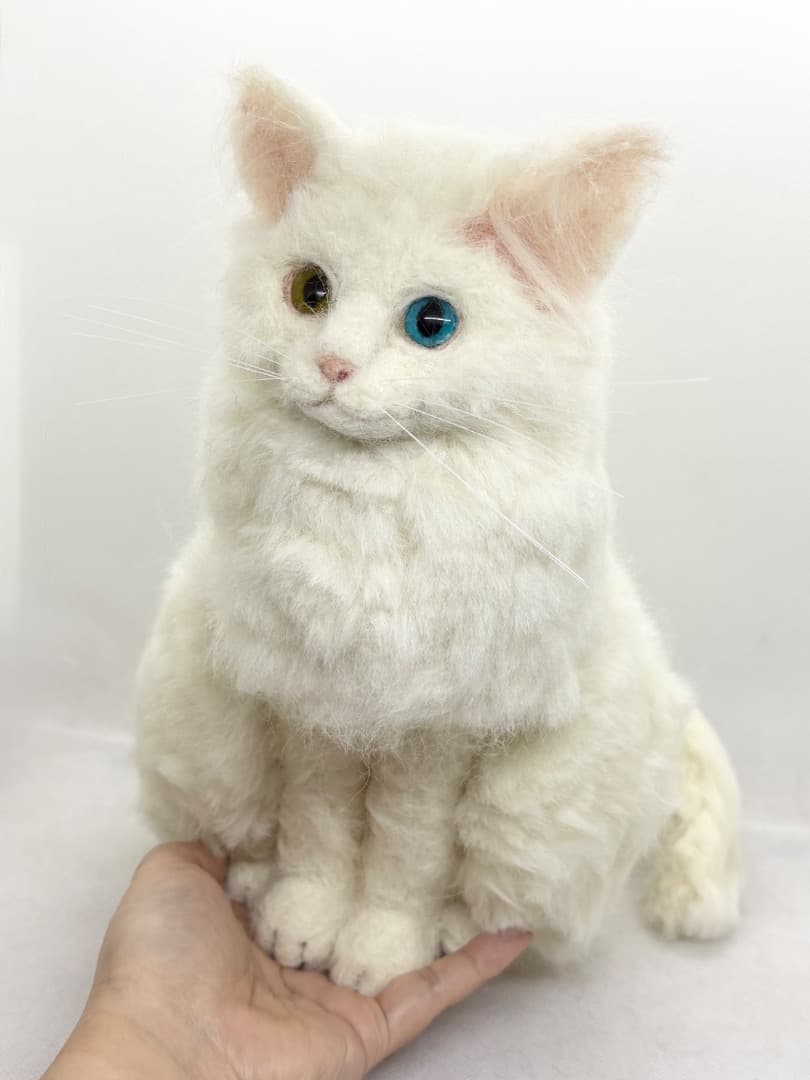 A猫 羊毛フェルト白猫【ハンドメイド 猫