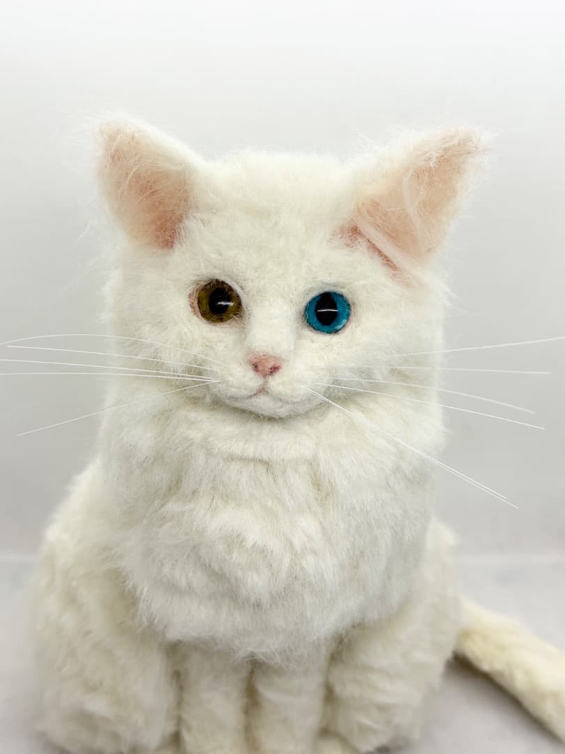 A猫 羊毛フェルト白猫【ハンドメイド 猫