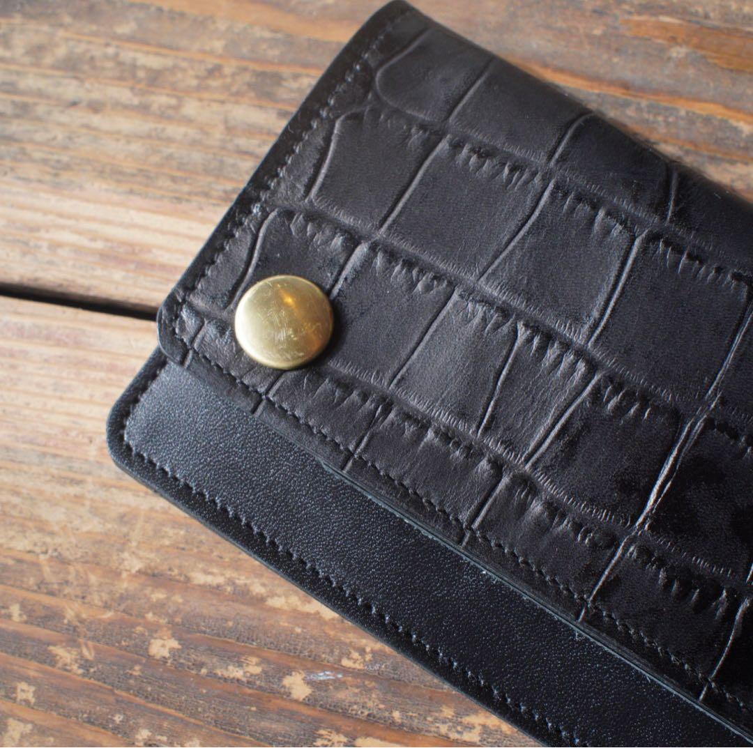 【週末セール開催中】 トラッカーウォレット ミドル 栃木レザー 2層 ブラス