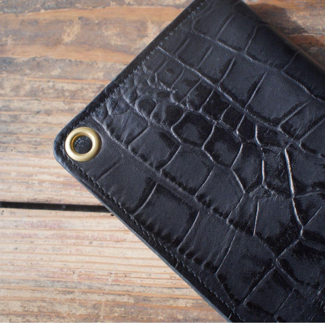 【週末セール開催中】 トラッカーウォレット ミドル 栃木レザー 2層 ブラス