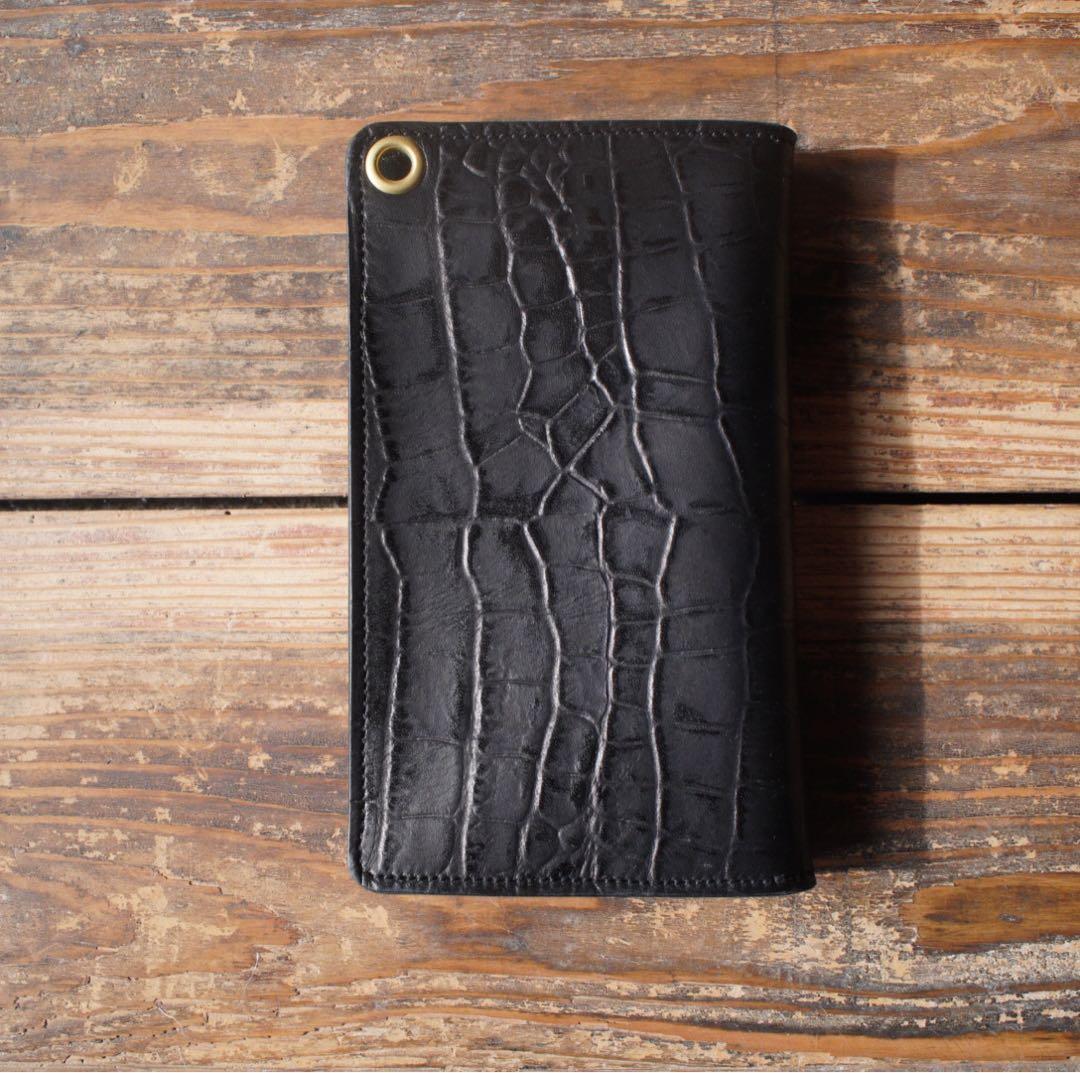 【週末セール開催中】 トラッカーウォレット ミドル 栃木レザー 2層 ブラス