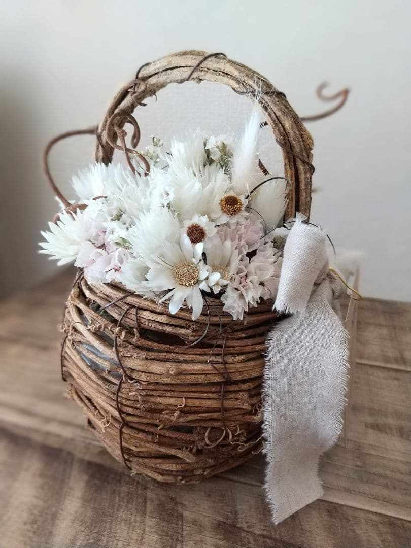ドライフラワー 花かごアレンジ①