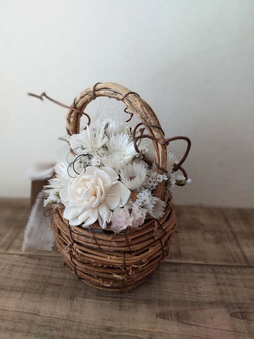 ドライフラワー 花かごアレンジ①