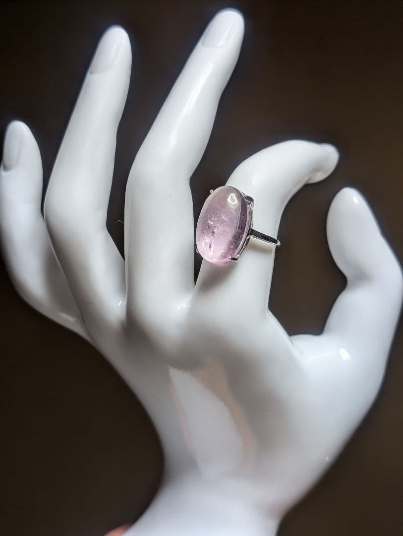 高品質虹入り潤艶透明感モルガナイトリングオーダー品