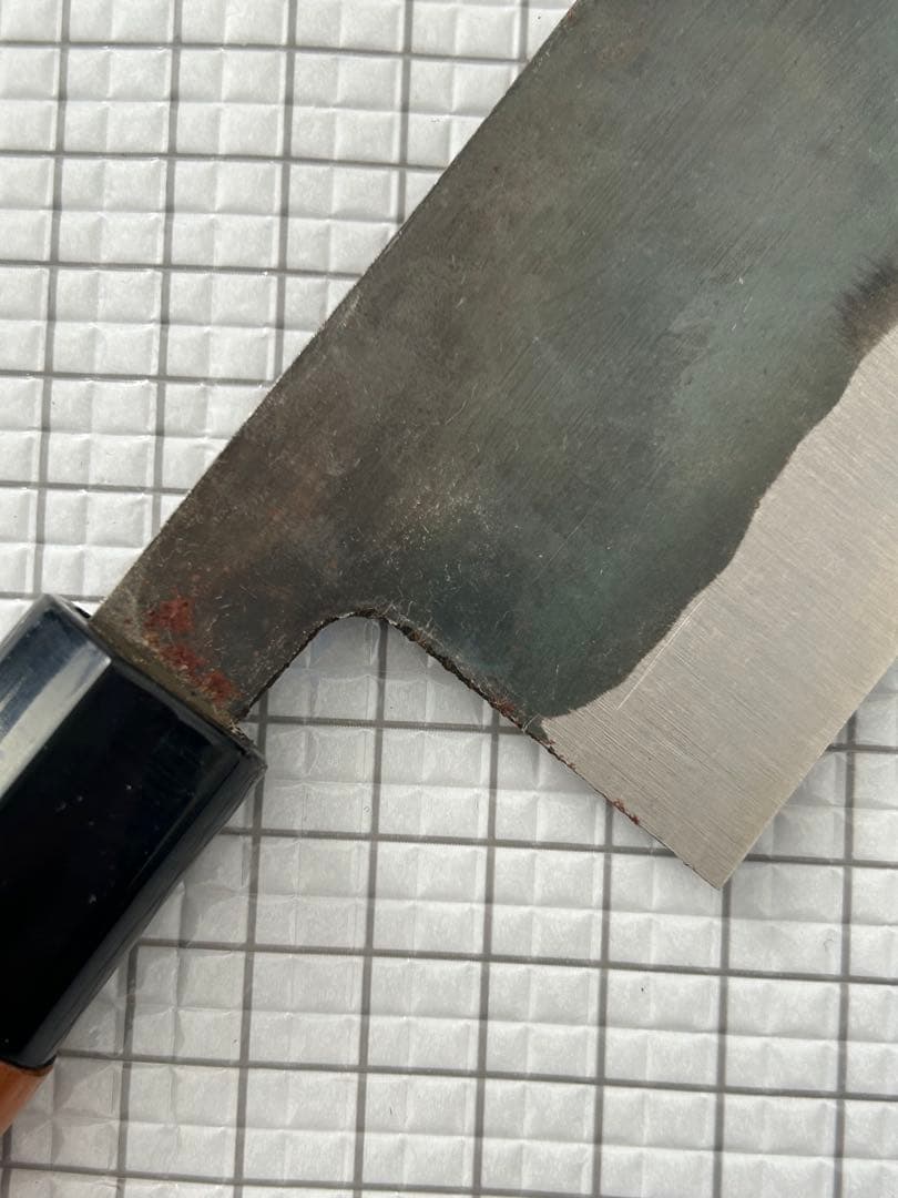 包丁 菜切包丁 菜切 安来鋼青紙２号 165mm 黒打ち チェリーシノギ柄 ②