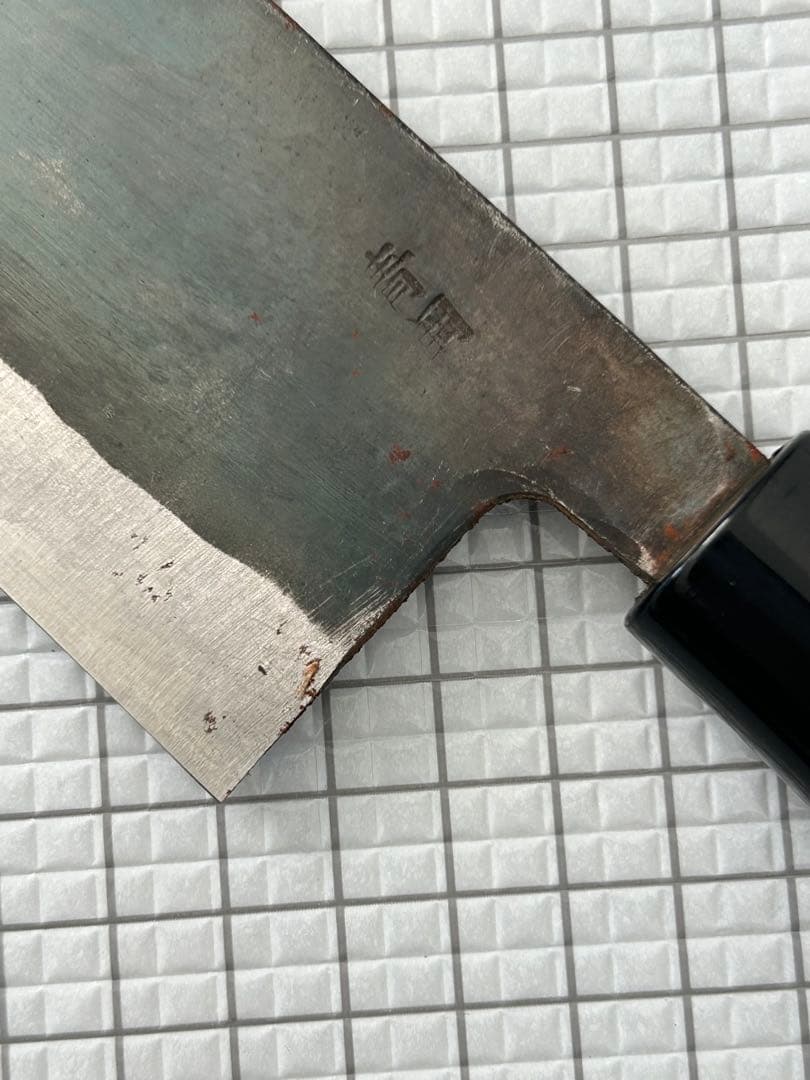 包丁 菜切包丁 菜切 安来鋼青紙２号 165mm 黒打ち チェリーシノギ柄 ②