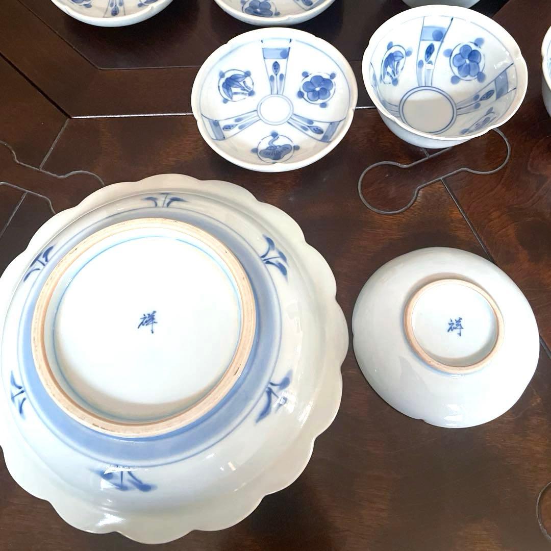 【名品】入手困難 琥山窯 小野祥瓷 染付 組皿 13点セット