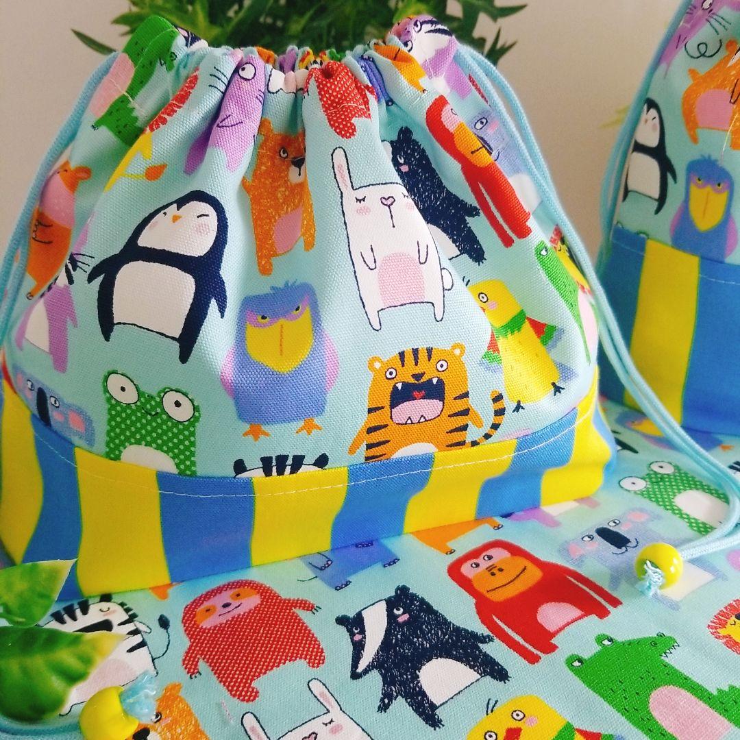 カラフル☆ハシビロコウ ランチョンマット お弁当袋 コップ袋 ハンドメイド