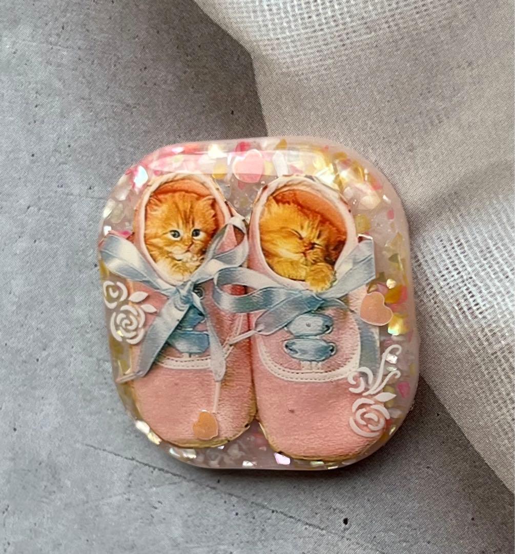 感謝価格(ㅅ´꒳` )ファーストシューズ猫ちゃんクラッシュシェル レジンヘアゴム