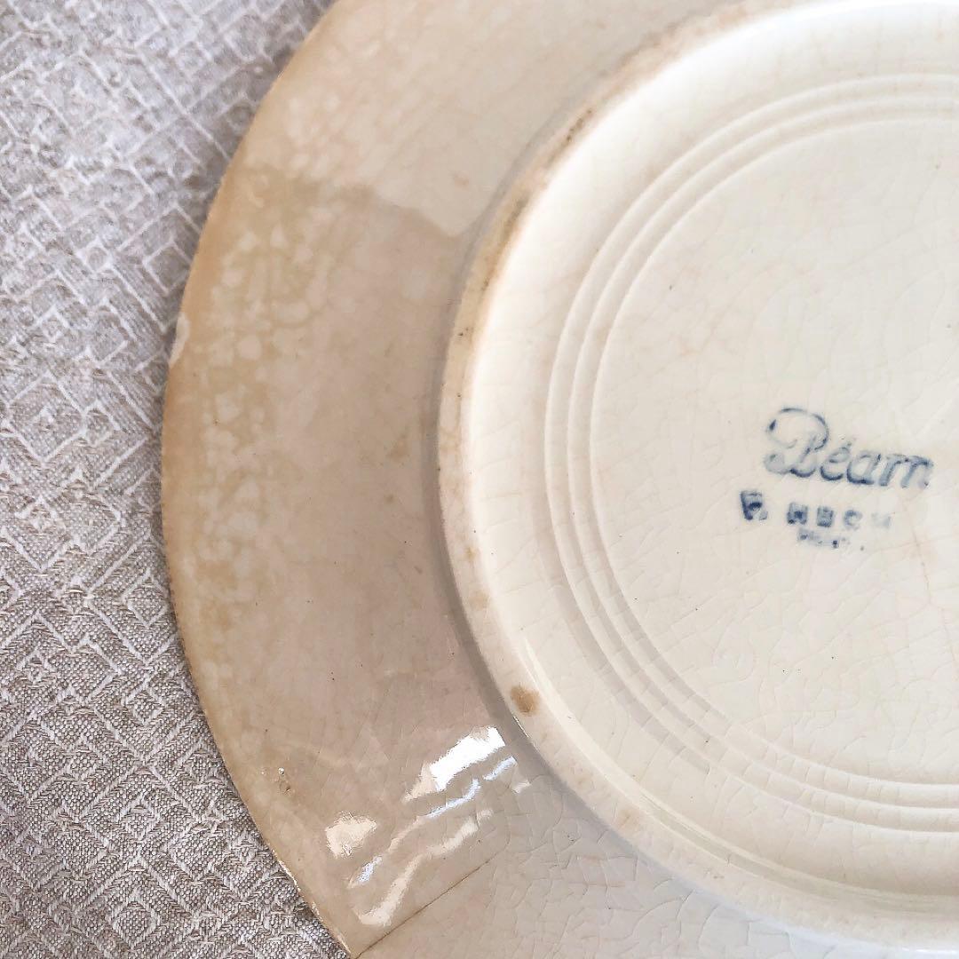 希少 クレイユモントローHBCM べアン バスク柄　ディナープレートB フランス