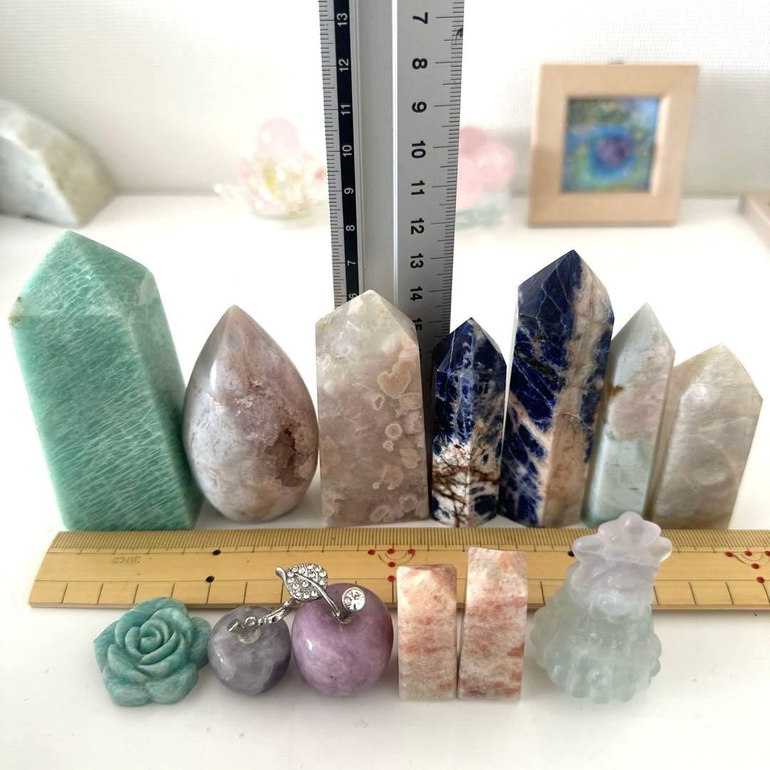 【特価】天然石　タワー　林檎　六角柱　台座　14個　１個当たり1070円　まとめ