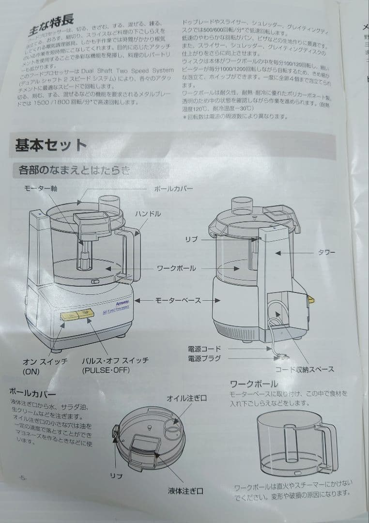 アムウェイ・フードプロセッサーE-3288-J【良品】