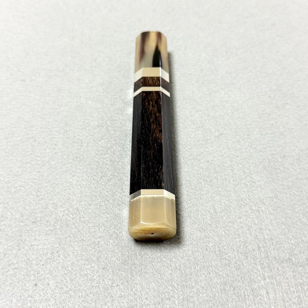 三段銀巻 白水牛角 柳刃210 包丁の柄 黒檀八角柄 柳刃7寸 ハンドルm